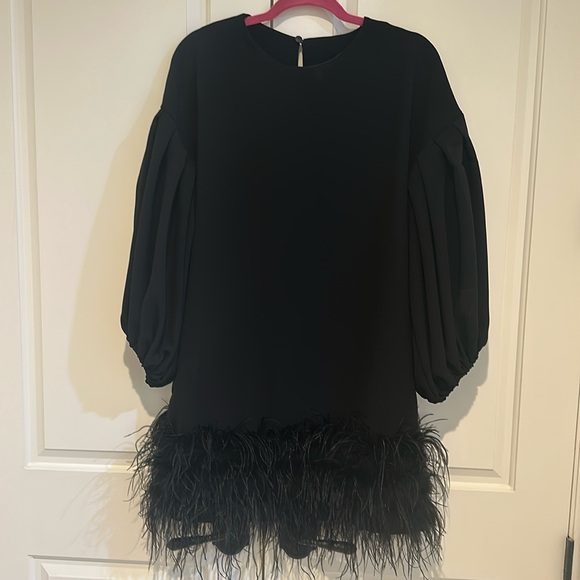 Marielle Black Feather Dress NWT - Picture 2 of 6